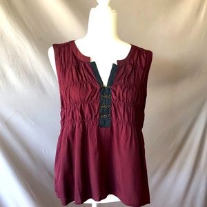 Burgundy and Black sleeveless top